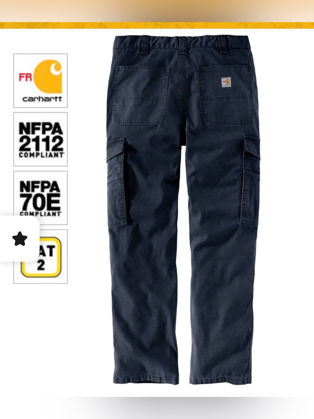 NWT Carhartt FR Rugged Flex Relaxed Fit Canvas Cargo Pant Navy ,40x30